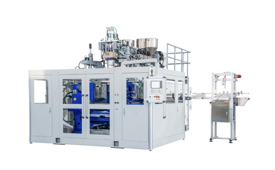 खरीदें ब्लू डबल स्टेशन ब्लो मोल्डिंग मशीन 18M³ / h ठंडा पानी की खपत online manufacture